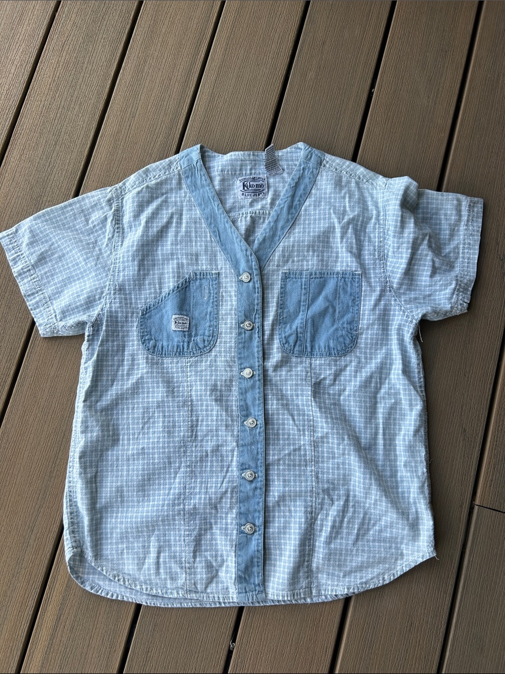 Vintage 90s gingham short sleeve cotton button up shirt size large